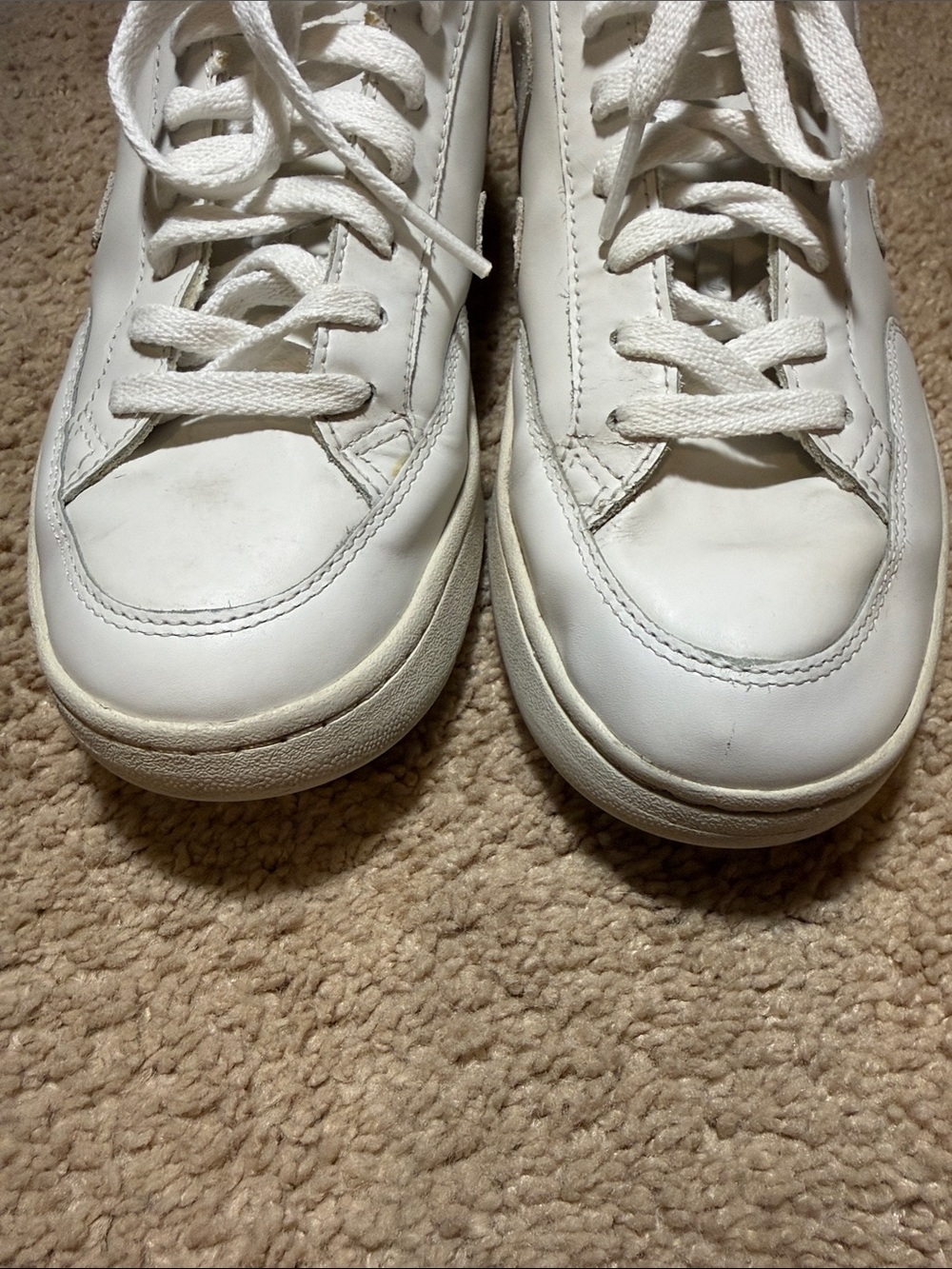 Veja White Leather Sneakers with Light Gray V Accent - Picture 6 of 6